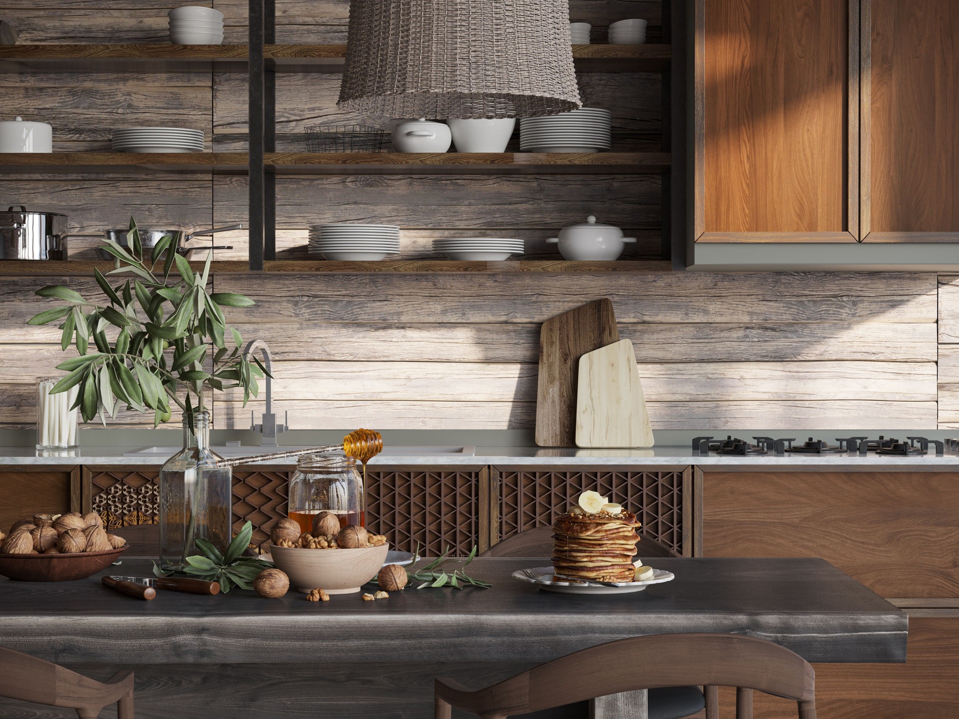 Rustic cabin kitchen detail